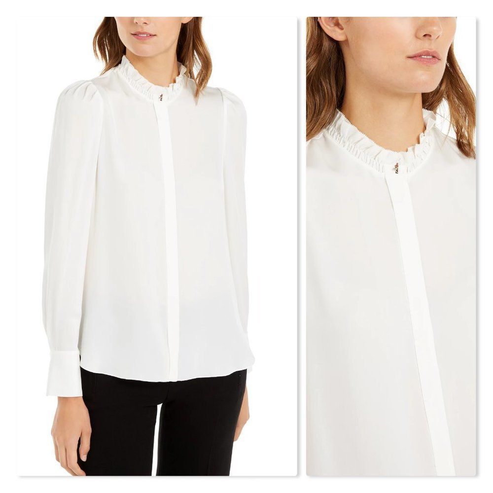 Elie Tahari Ciara Silk Blouse size Small in Ivory
